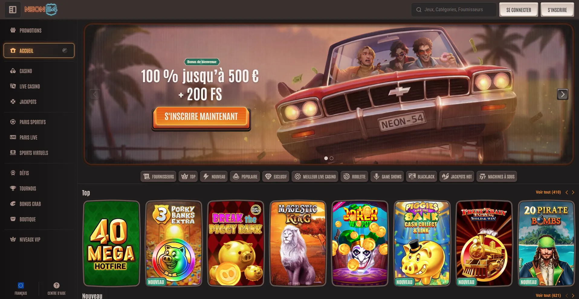 Aperçu complet du casino Neon54 en ligne Neon54